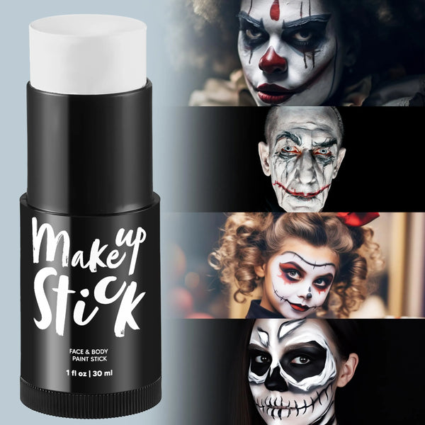 1 Oz White Face and Body Paint Stick , Oily Waterproof Foundation Stick for Adult and Kids