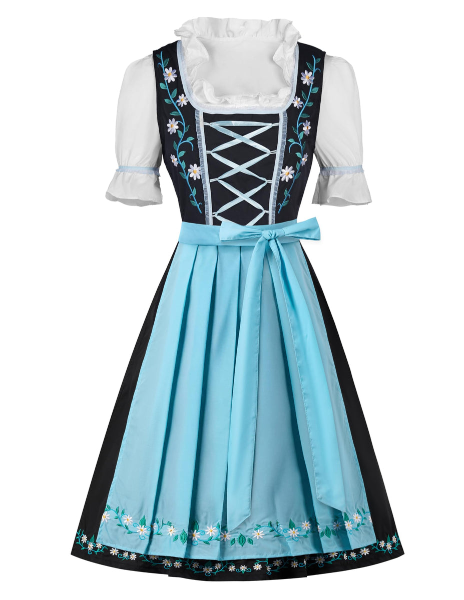 ladies oktoberfest dress 3-Piece Dirndl Set For Women – Authentic Bavarian Costume With Blouse & Apron, Adjustable Bodice coti dress