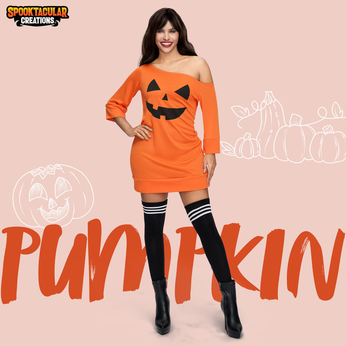 pumpkin fancy dress ladies Adult Women Costume, Halloween Poncho for Women Neckline: Strapless