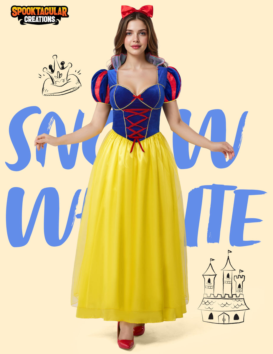 snow white dress for adults Spooktacular Creations Princess Costume Women, Adult Halloween Costume with Headwear Theme Parties Pants Outfit Navy Blue Women's Size:12 You will be the Dark_Angel_Gown