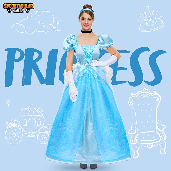 Adult Princess Costume, Halloween Blue Princess Dress, M Adult Princess Costume, Halloween Blue Princess Dress, M