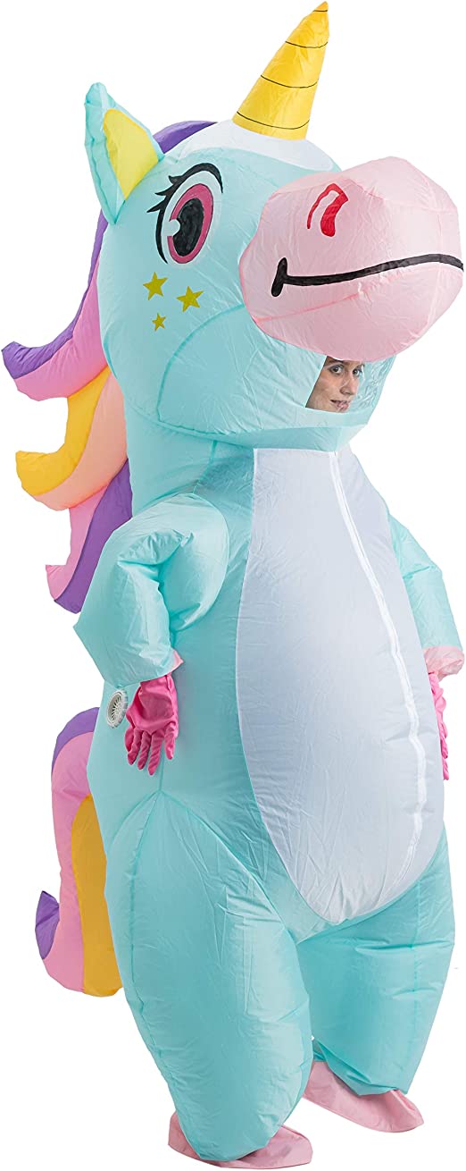 Inflatable Blue Rainbow Unicorn Costume