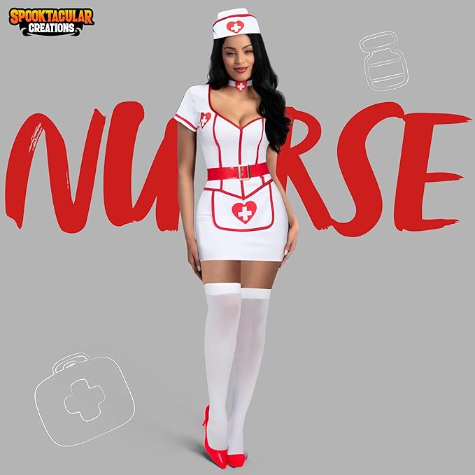 Women Cardiac Arrest Nurse Dress Halloween Costume Women Cardiac Arrest Nurse Dress Halloween Costume