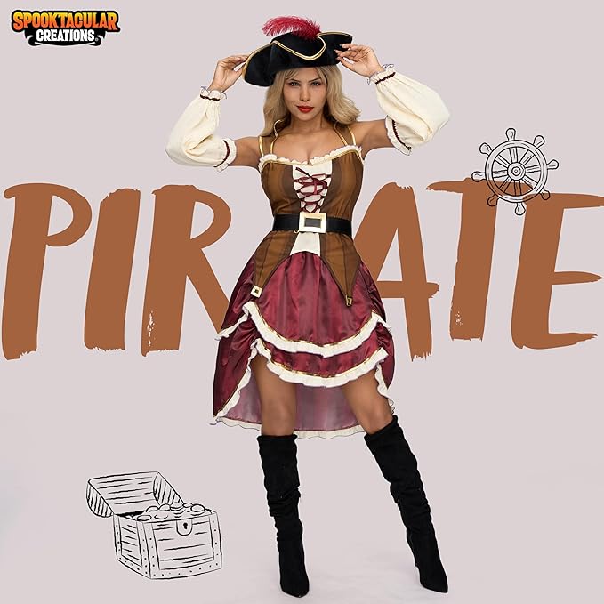 open lace back dress Women Halloween Adult Pirate Dress