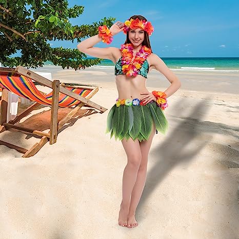 Hula Skirt Hawaiian Luau Dancer Costume- Women- SPOOKTACULAR