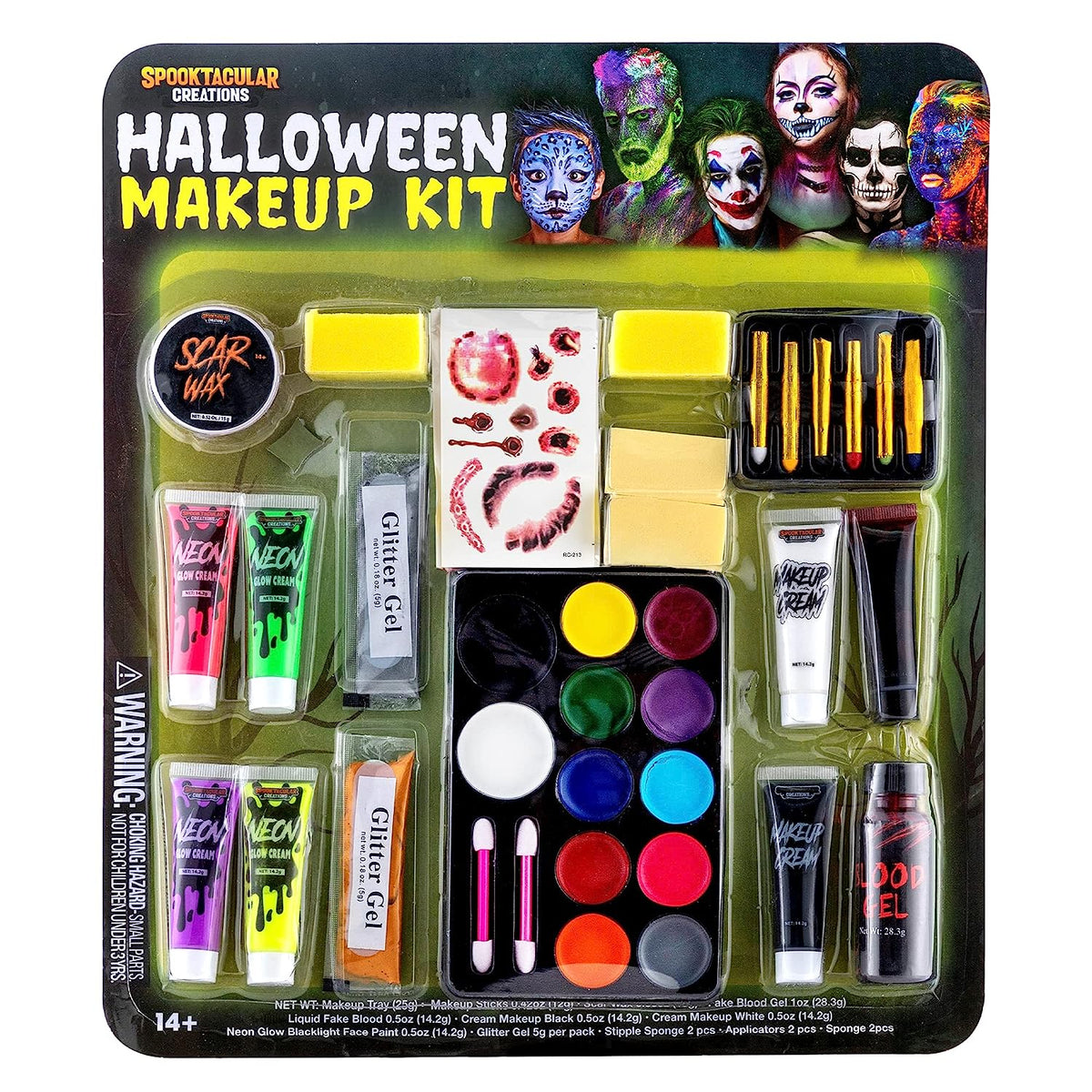 Spooktacular Creations 25 PCS Halloween Family Makeup Kit, 12