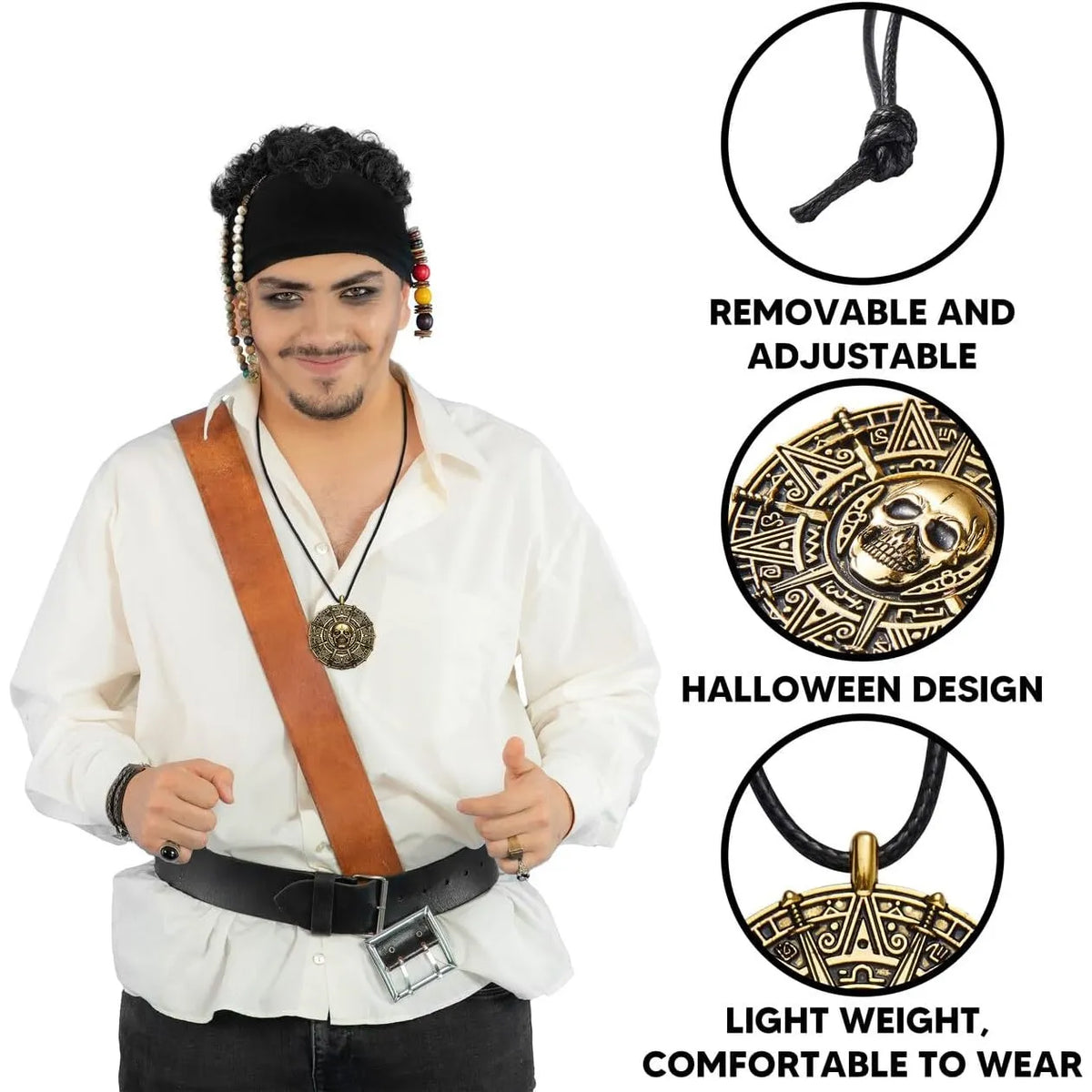 Halloween Coin Necklace, Pirate Coin Skull Necklace Accessories ...