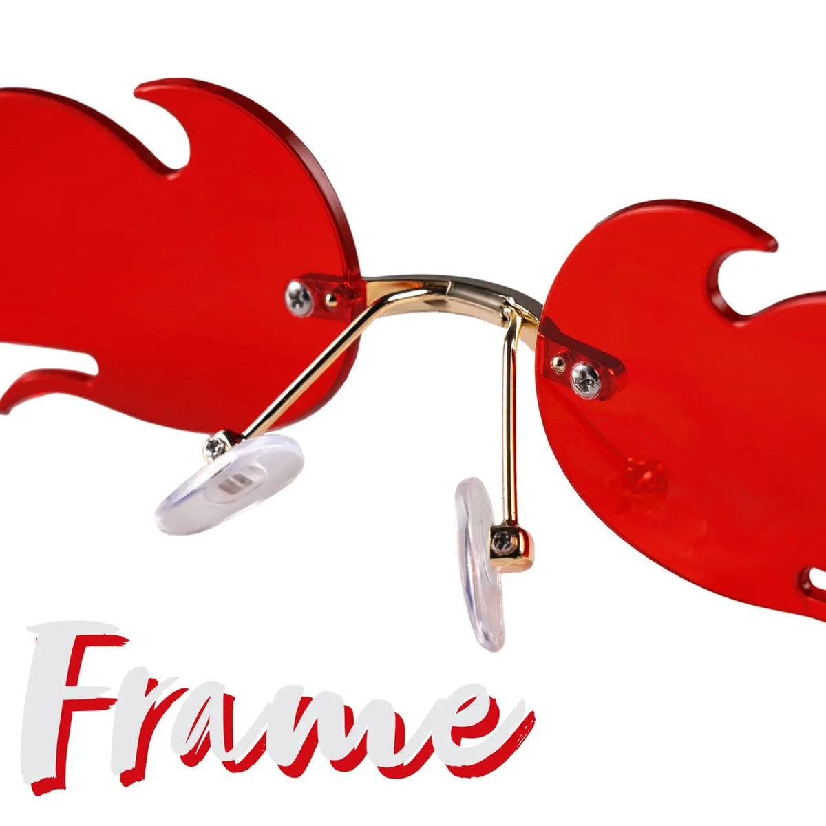 Halloween Flame Glasses, Rimless Goth Glasses, Fire Shaped