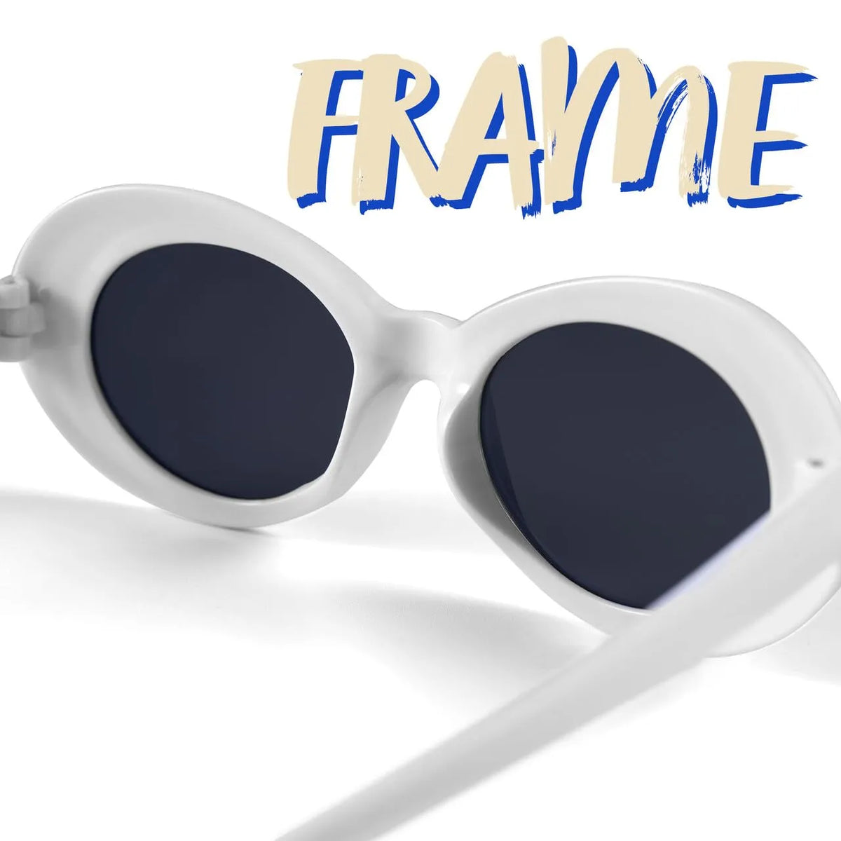 Spooktacular Creations Halloween Oval Goggles Glasses, White Circular Sunglasses, Round Lens Goggle Eyewear, Vintage glasses for Kids Men Women