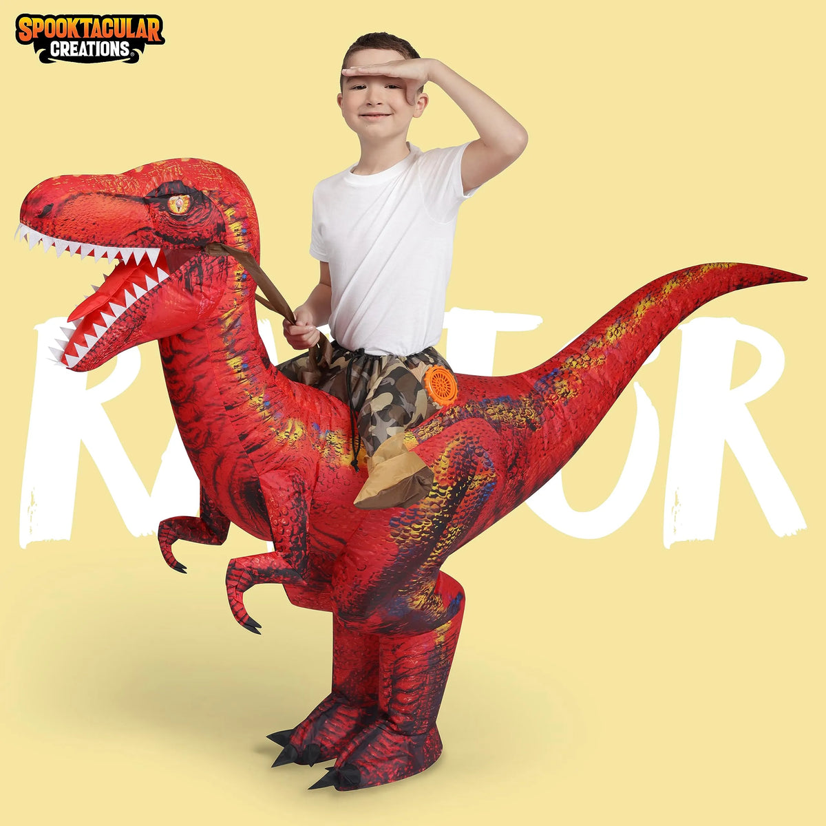 Kids Inflatable Dinosaur Costume - Ride-On Green Dinosaur Halloween Outfit For Ages 4-6
