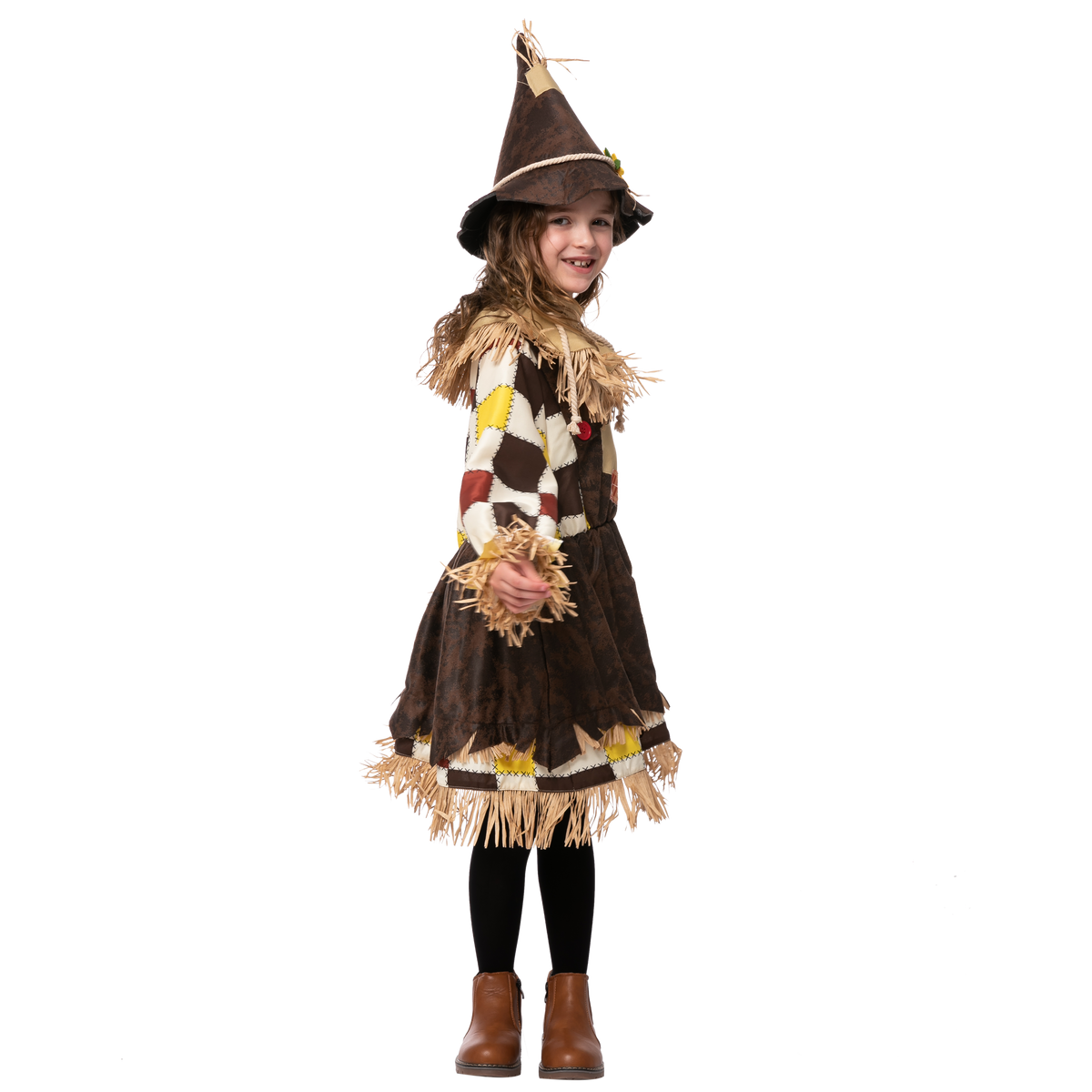 Girls Sunflower Scarecrow Costume - Cute Pumpkin Patch Farmer Outfit For Halloween