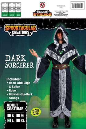 Mystical Dark Sorcerer with Glow Arm Strings Cosplay Costumes for Men - Adult