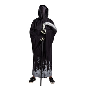Grim Reaper Scary Skeleton Costumes with Glow Pattern for Men Cosplay