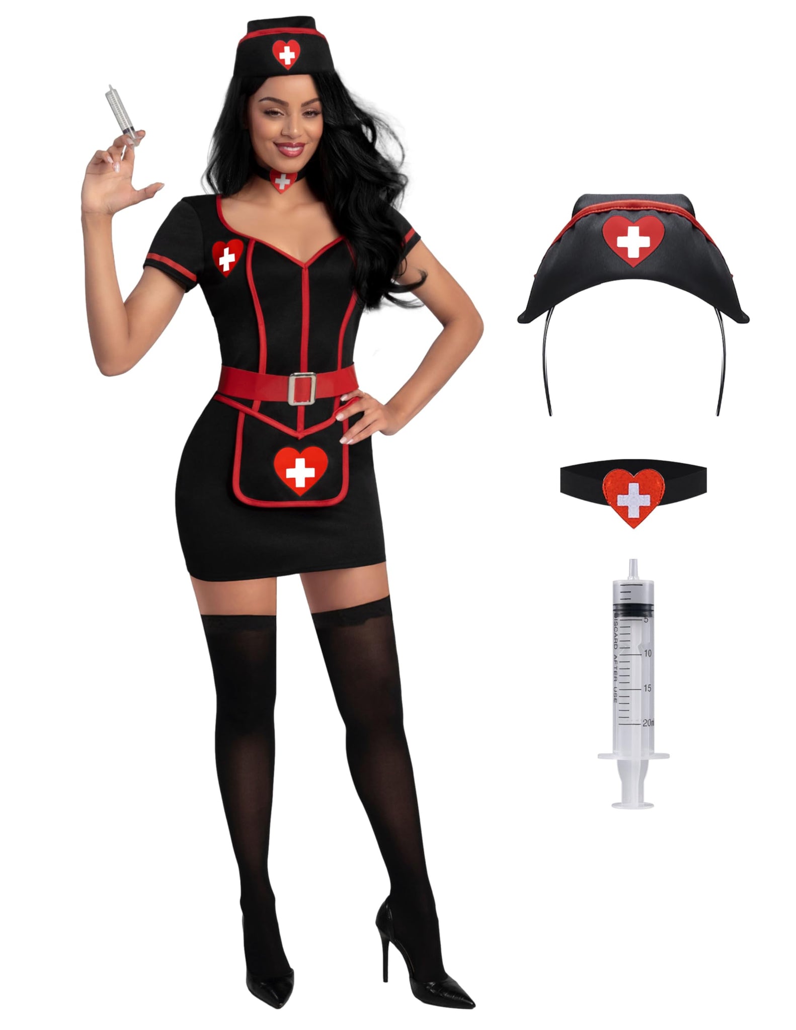 Halloween Black Nurse Costume Woman, XL Halloween Black Nurse Costume Woman, XL