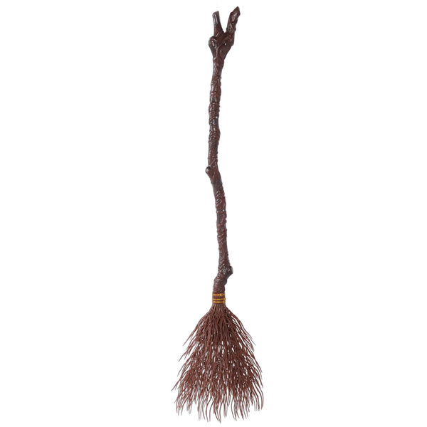 Halloween Witch Vine-Patterned Broom Brown Cane