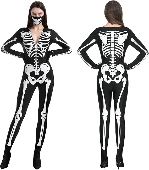 Adult Women Double-Sided Skeleton Costume Adult Women Double-Sided Skeleton Costume