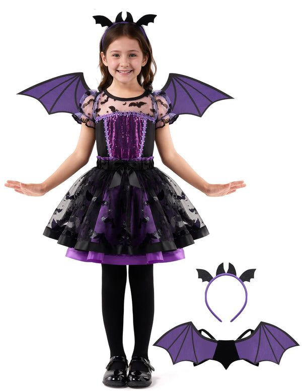 Halloween Girl Purple Bat Tutu Costume