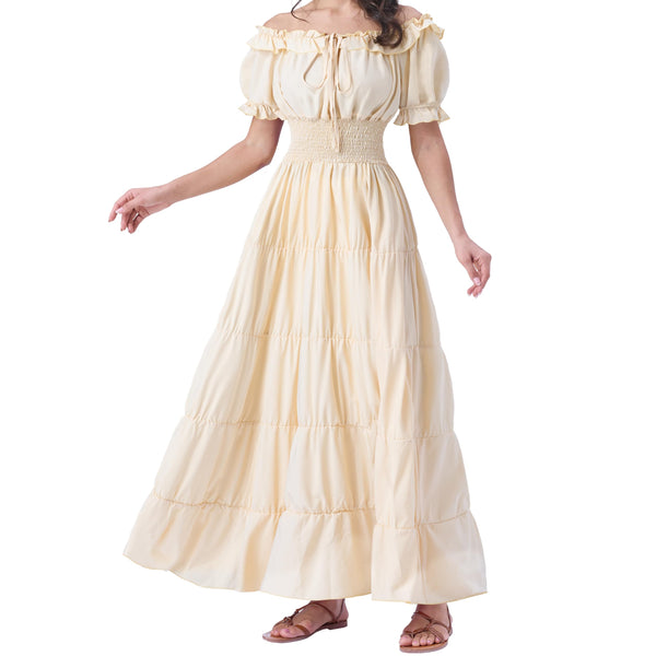 Halloween Women Renaissance Costume-Beige