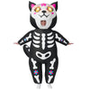 Adults Skeleton Cat Halloween Inflatable Costumes with LED Eyes