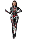 Halloween Women Floral Skeleton Jumpsuit Costume