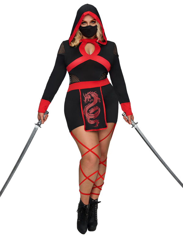 Halloween Ninja Costume Adult with Mask Women's Plus