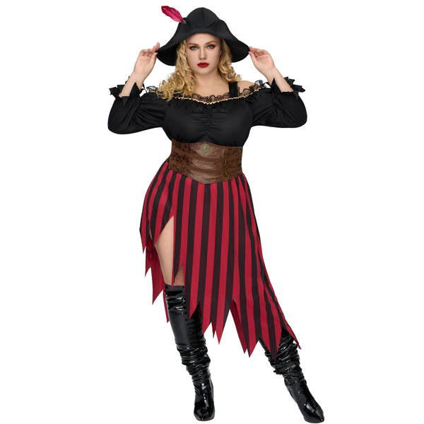 Plus Size Pirate Costume Women Halloween Costumes with Pirate Hat