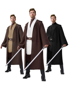 Halloween Mens Tunic Hooded Cloak - White