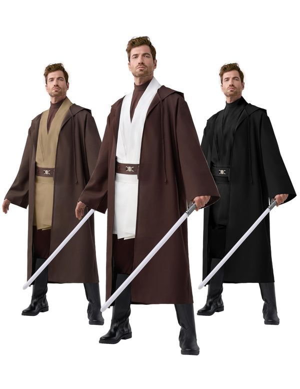 Halloween Mens Tunic Hooded Cloak - White