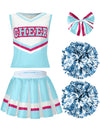 Halloween Girl Cheerleader Costume, Cheer Uniform Set-Light Blue