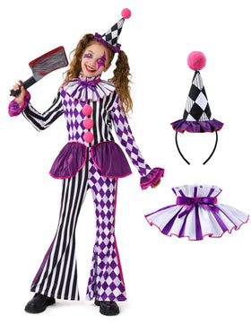 Halloween Jester Clown Costume for Girls