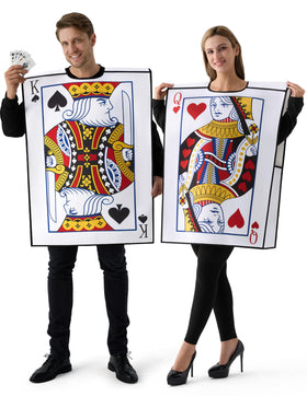 2 Pcs Adult Couple King & Queen Playing Card Costume