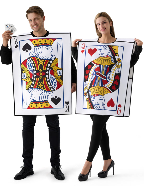 2 Pcs Adult Couple King & Queen Playing Card Costume