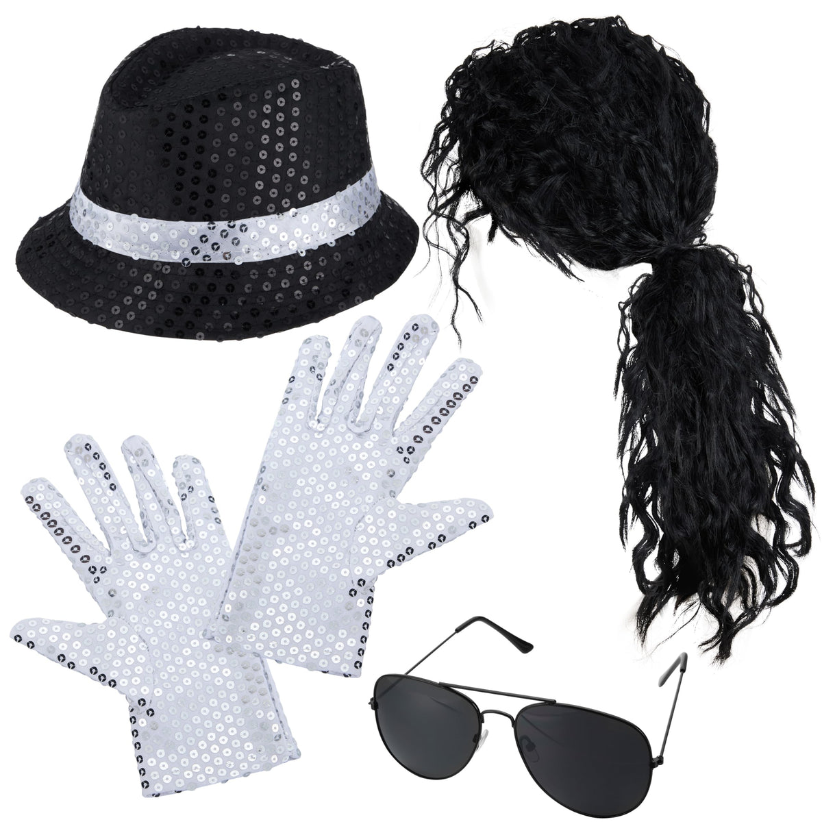 Music Star Costume Kit, Halloween Dance Star with Hat sunglasses gloves ...