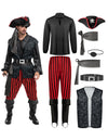 Adult Men Dark Pirate Costume for Halloween, Black