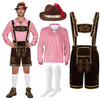 Men Lederhosen Oktoberfest Outfit Costume, Red