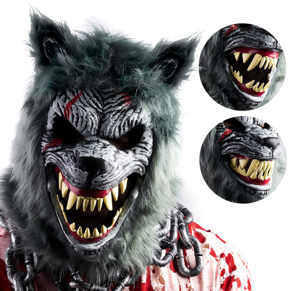 Halloween Wolf Werewolf Mask with Movable Jaw