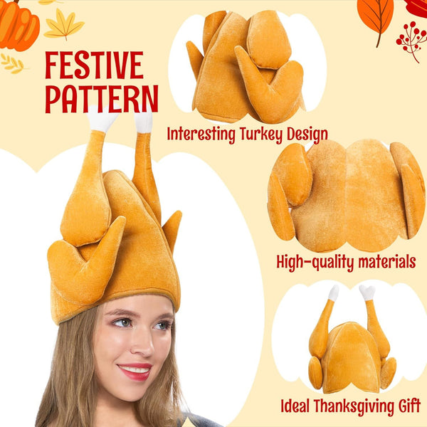 3 PCS Thanksgiving Plush Roasted Turkey Hats