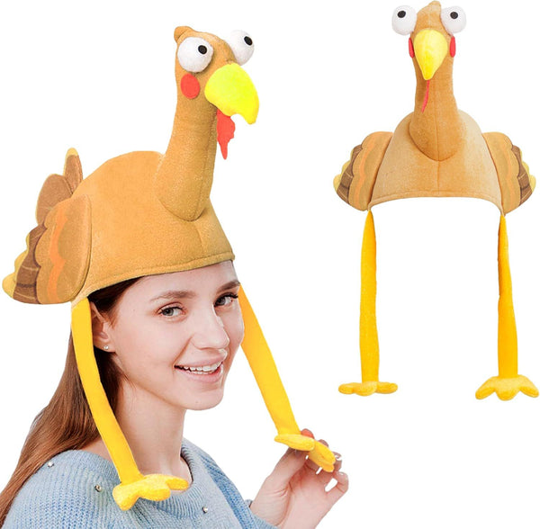 Plush Turkey Gobbler Hat with Long Neck