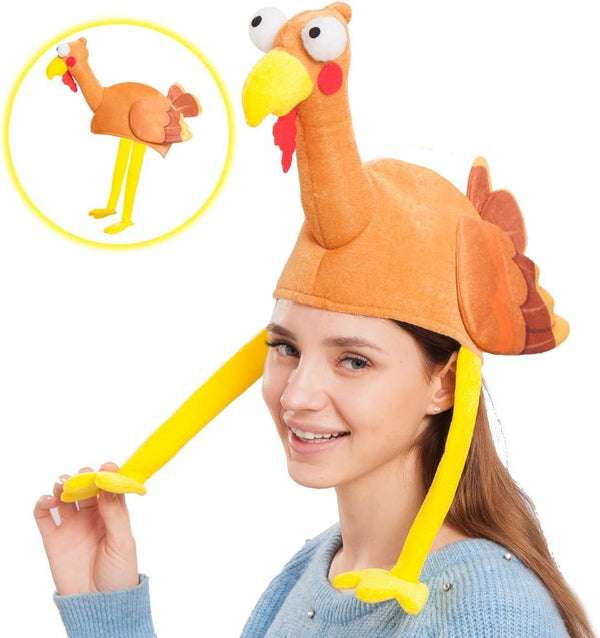 Plush Turkey Gobbler Hat with Long Neck