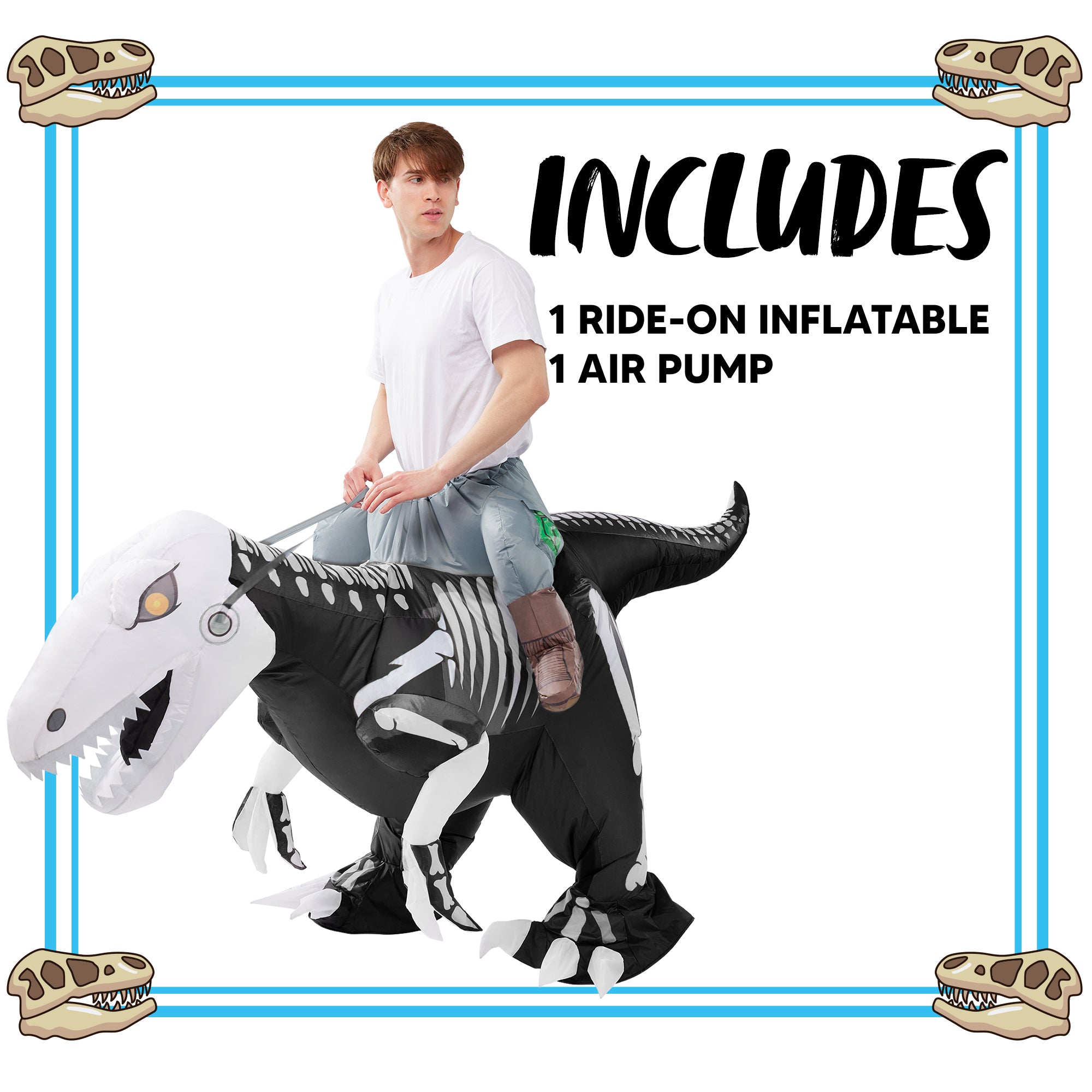 Ride-on Skeleton Raptor Inflatable | Spooktacular Creations