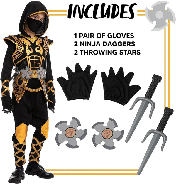 Golden Ninja Fighter Costume for Boys, Child