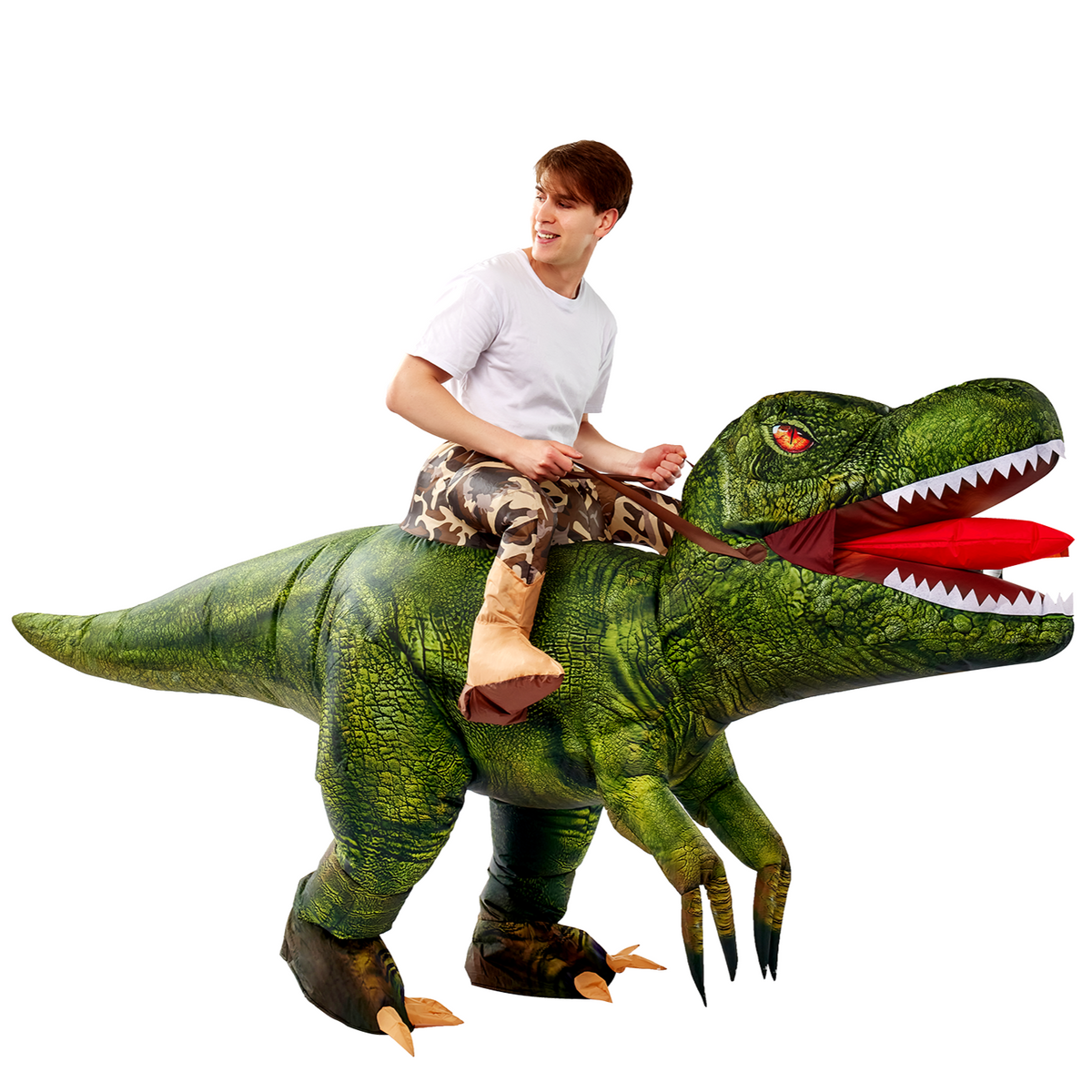 Spooktacular Green Digital Printing T-Rex Inflatable Ride-on Costume ...