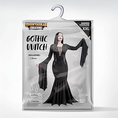 Women Black Gothic Vintage Dress Costume Floor Length Witch Dress