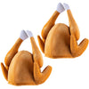 2 PCS Thanksgiving Roasted Turkey Hats, Plush Drumsticks Hat