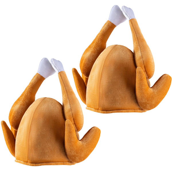 2 PCS Thanksgiving Roasted Turkey Hats, Plush Drumsticks Hat