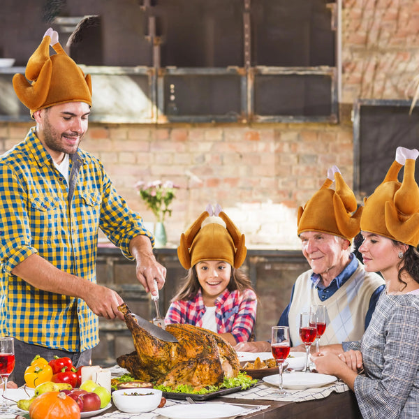 2 PCS Thanksgiving Roasted Turkey Hats, Plush Drumsticks Hat