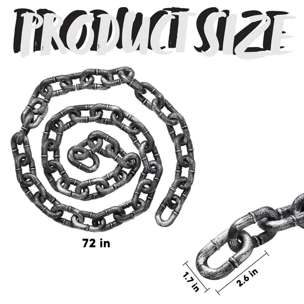 2 Packs Halloween 6ft Plastic Chains Props Fake Chain Chain Link Props for Halloween Party Decoration