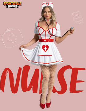 Halloween White Nurse Costume Heartbreaker Dress Set