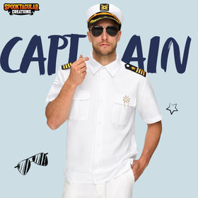 5 PCs Halloween Captain Costume Men
