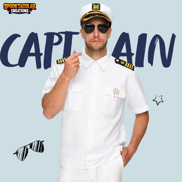 5 PCs Halloween Captain Costume Men